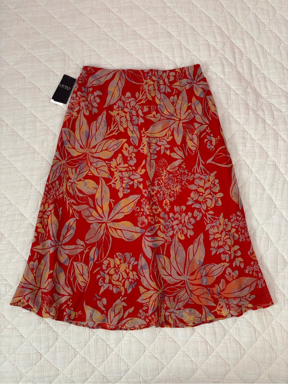 Ralph Lauren Women's Floral Crinkle Georgette Midi Skirt Sz 6 NWT - - Picture 6 of 13